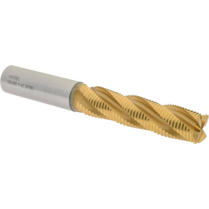 0.6250" 4-Flute Cobalt Single End Mill, TiN - Hertel 91197079