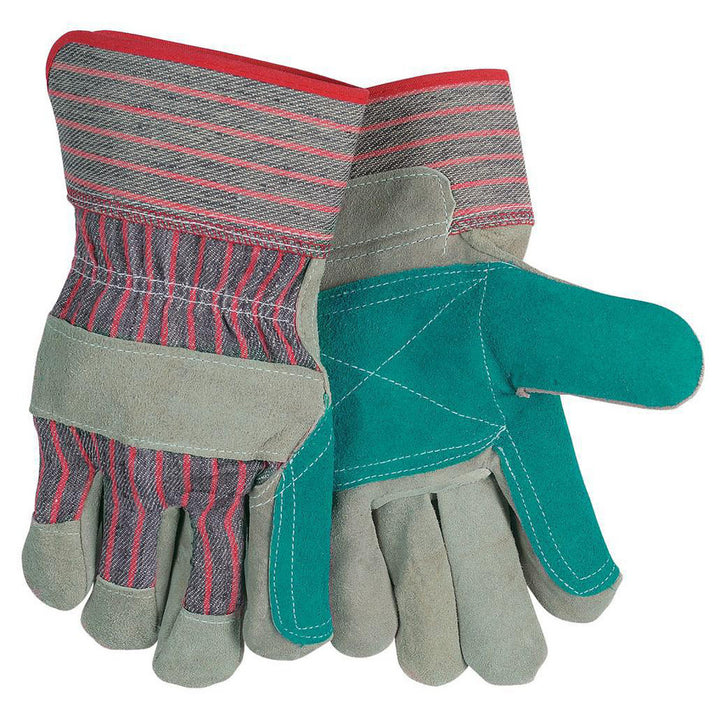 Large Gray; Green; Brown Cowhide Leather General Purpose Gloves - MCR Safety 1211J
