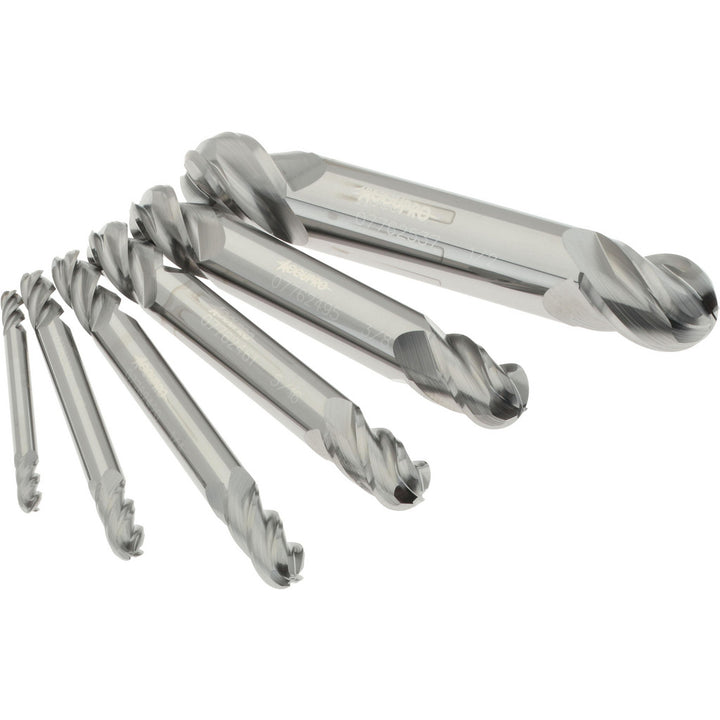 1/2; 1/4; 1/8; 3/16; 3/8; 5/16" 4-Flute Solid Carbide End Mill Sets - Accupro 12176609