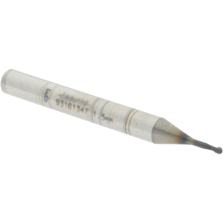 0.0591" 2-Flute Solid Carbide Ball End Mill, AlTiN - Accupro 12177294