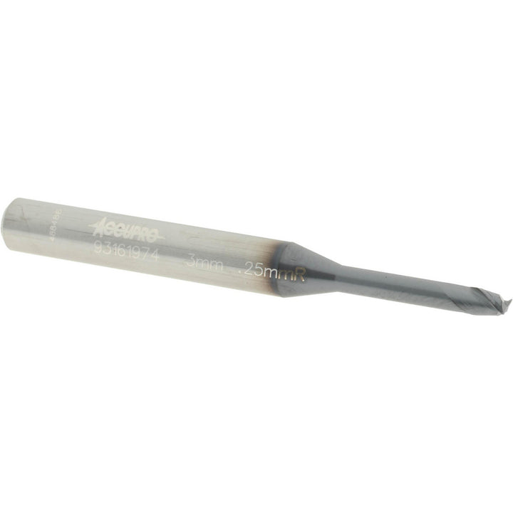 0.1181" 2-Flute Solid Carbide Corner Radius End Mill, AlTiN - Accupro 12177354