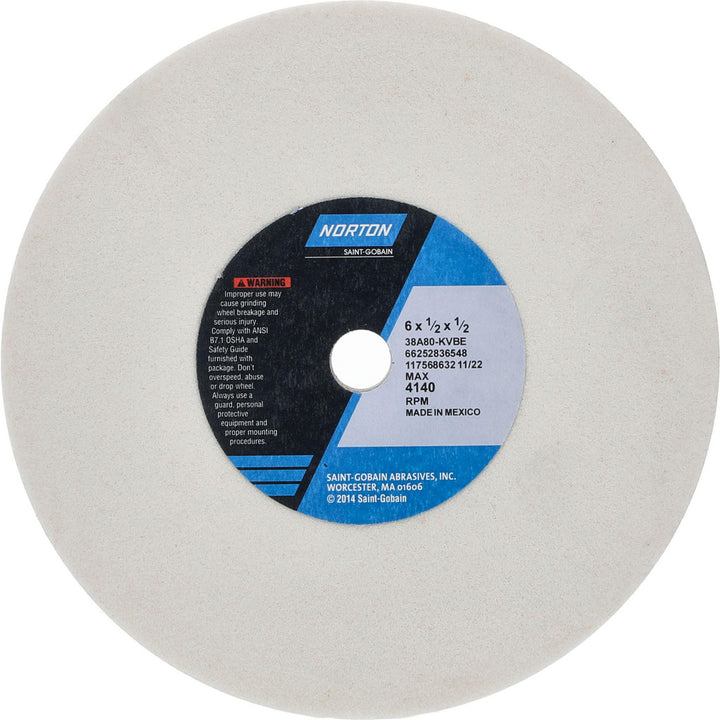 6 x 1/2" 80-Grit Aluminum Oxide Grinding & Cutoff Wheel - Norton 66252836548