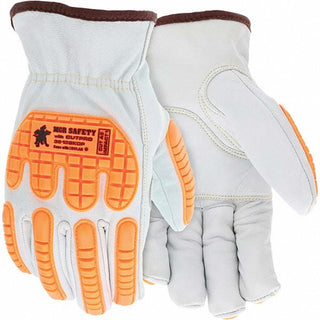 Large White; Orange Goatskin Cut-Resistant Gloves - MCR Safety 36136KDPL