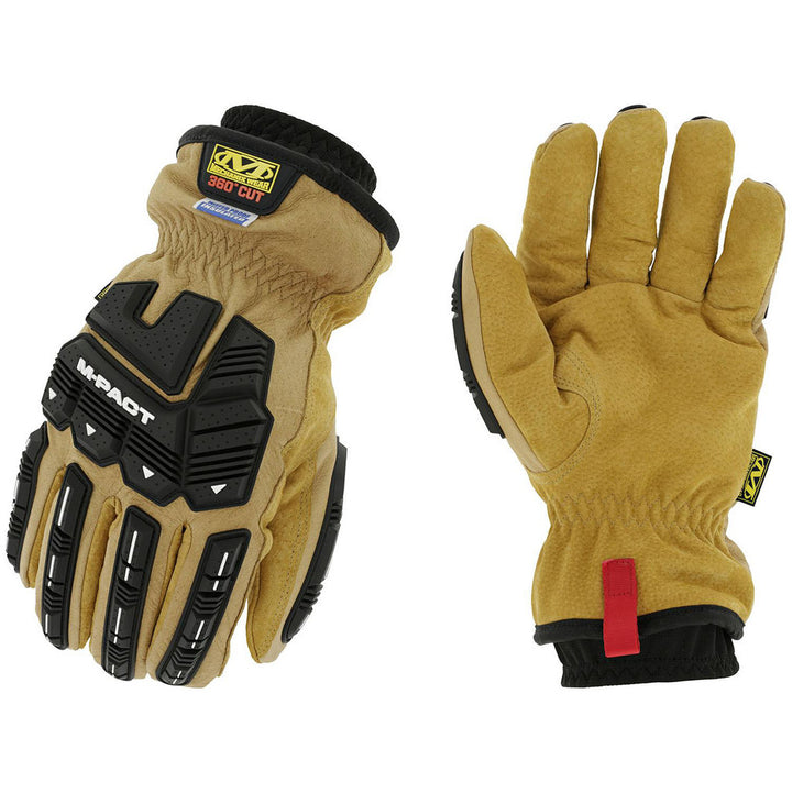 Small Black; Tan Leather Cut & Abrasion-Resistant Gloves - Mechanix Wear LDMP-XW75-008