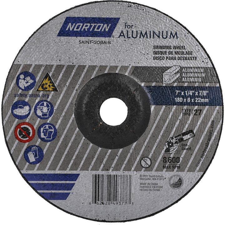 7 x 1/4" 20-Grit Aluminum Oxide Grinding & Cutoff Wheel - Norton 66252849377
