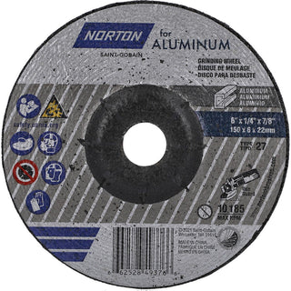 6 x 1/4" 20-Grit Aluminum Oxide Grinding & Cutoff Wheel - Norton 66252849376