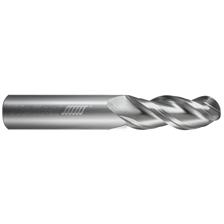 1/2" 3-Flute Solid Carbide Ball End Mill - Helical Solutions 49285