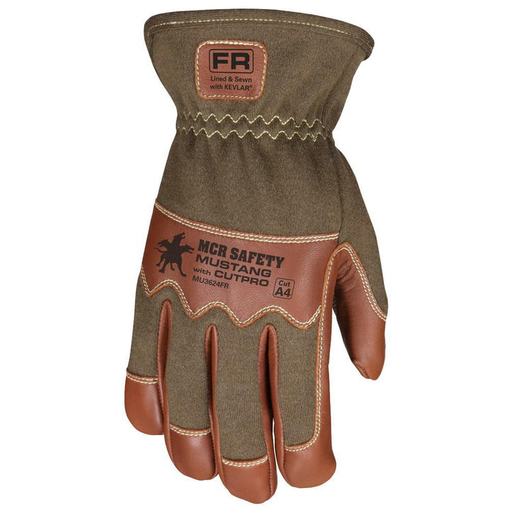 Large Brown Goatskin Leather Utility Gloves - MCR Safety MU3624FRL