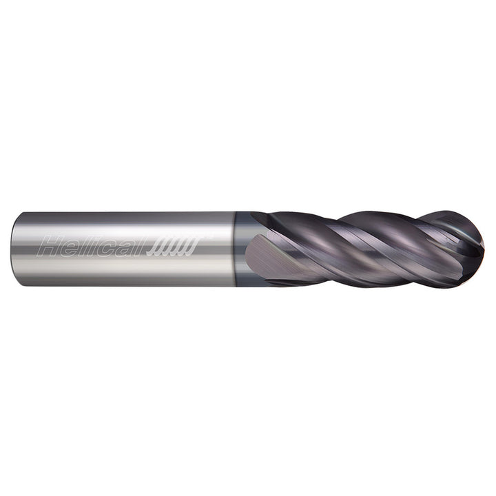 3/16in" 4-Flute Solid Carbide Ball End Mill, APLUS - Helical Solutions 81676