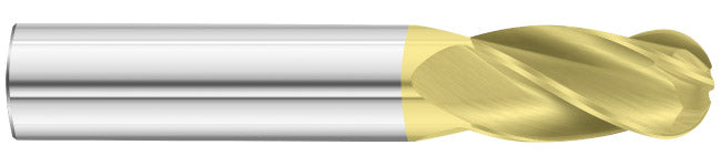 1/4" 4-Flute TiN Ball End Mill - Fullerton 30504